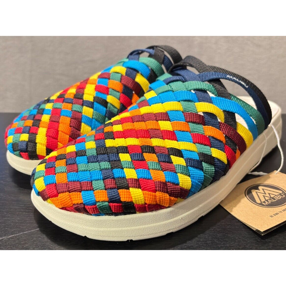 MALIBU SANDALS Colony White EVA Rubber Rainbow Checkered Nylon Men's Size 13 - Picture 2 of 9